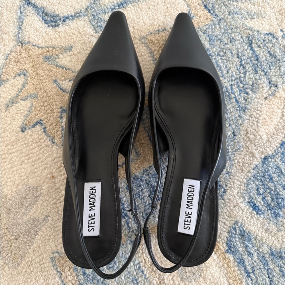 Steve Madden Black Slingback Heels - Picture 2 of 9